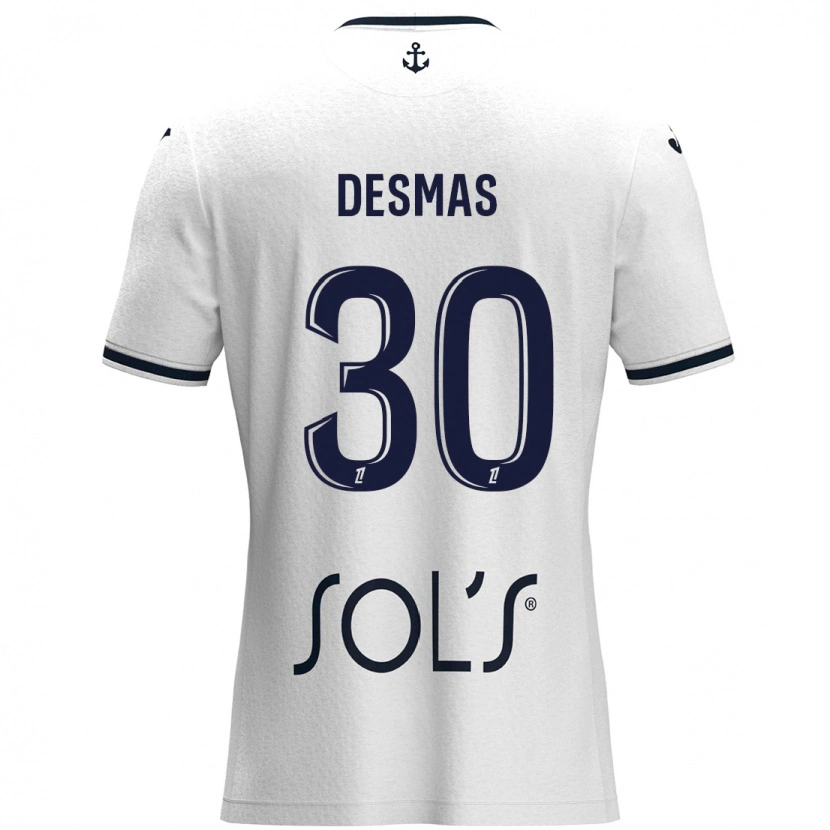 Danxen Donna Maglia Arthur Desmas #30 Bianco Blu Scuro Kit Gara Away 2024/25 Maglietta