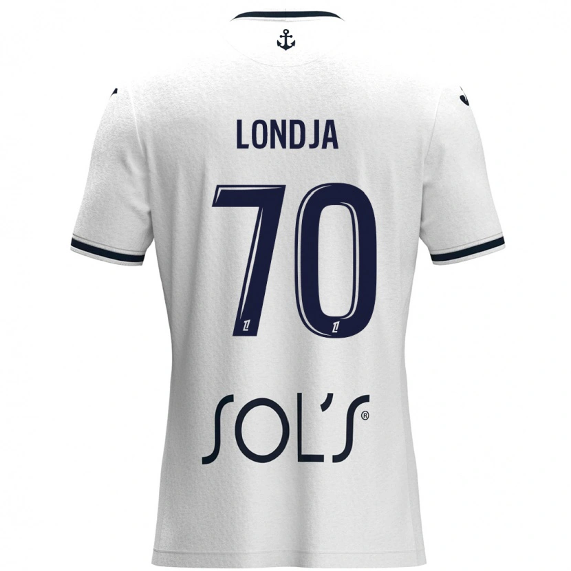 Danxen Donna Maglia Ruben Londja #70 Bianco Blu Scuro Kit Gara Away 2024/25 Maglietta