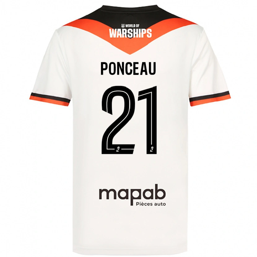 Danxen Donna Maglia Julien Ponceau #21 Bianco Kit Gara Away 2024/25 Maglietta