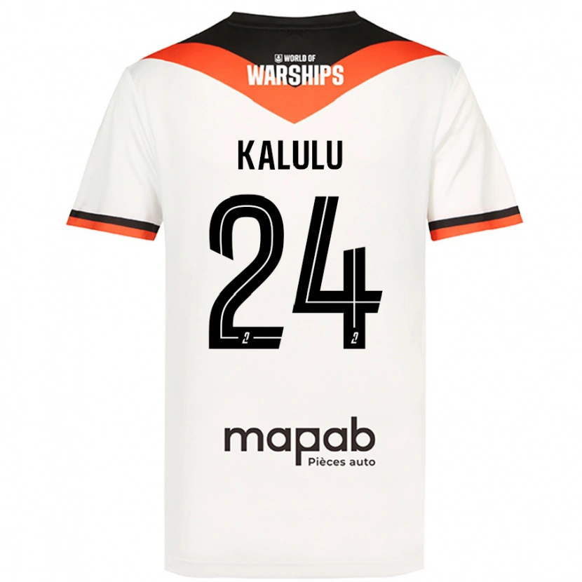 Danxen Donna Maglia Gédéon Kalulu #24 Bianco Kit Gara Away 2024/25 Maglietta