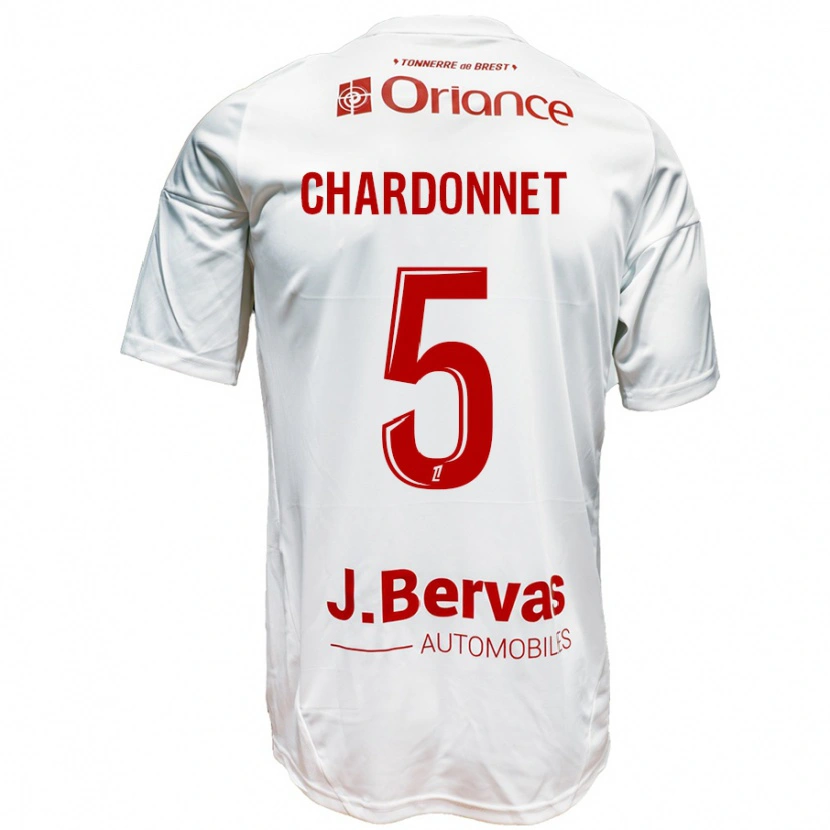 Danxen Donna Maglia Brendan Chardonnet #5 Bianco Rosso Kit Gara Away 2024/25 Maglietta