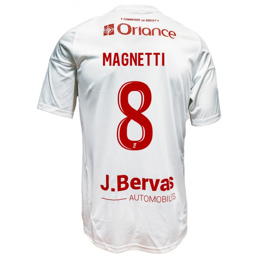 Danxen Donna Maglia Hugo Magnetti #8 Bianco Rosso Kit Gara Away 2024/25 Maglietta