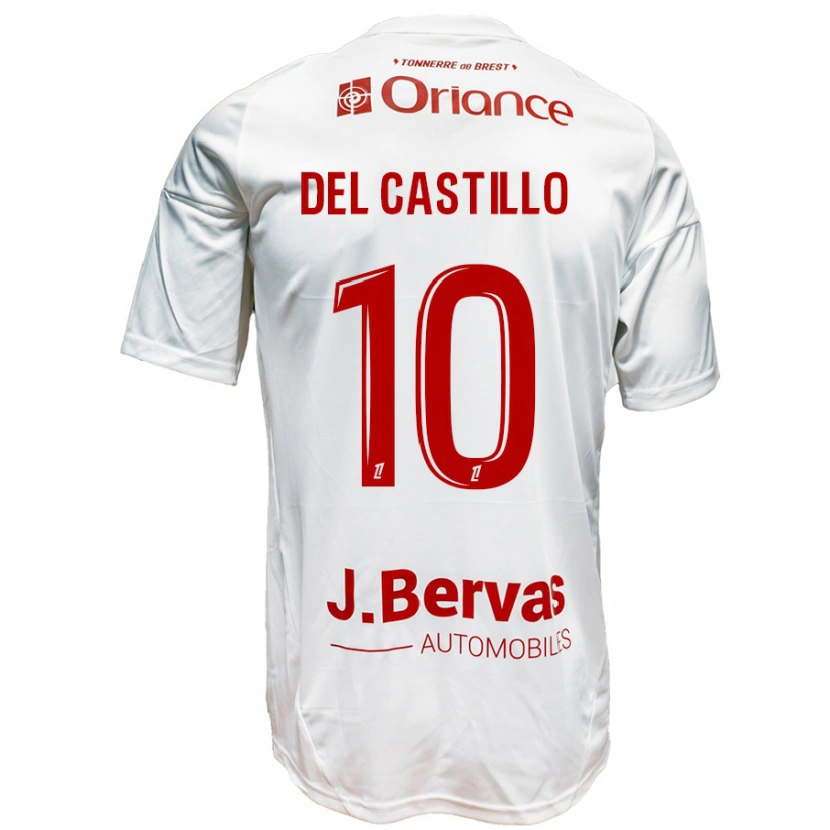 Danxen Donna Maglia Romain Del Castillo #10 Bianco Rosso Kit Gara Away 2024/25 Maglietta