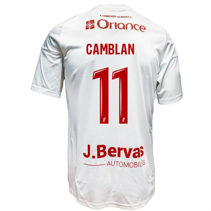 Danxen Donna Maglia Axel Camblan #11 Bianco Rosso Kit Gara Away 2024/25 Maglietta