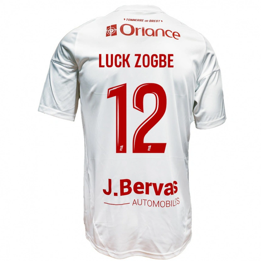 Danxen Donna Maglia Luck Zogbé #12 Bianco Rosso Kit Gara Away 2024/25 Maglietta