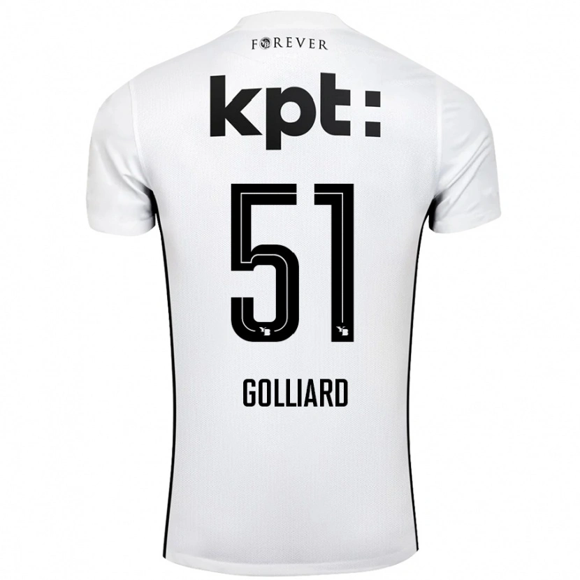 Danxen Donna Maglia Théo Golliard #51 Bianco Nero Kit Gara Away 2024/25 Maglietta