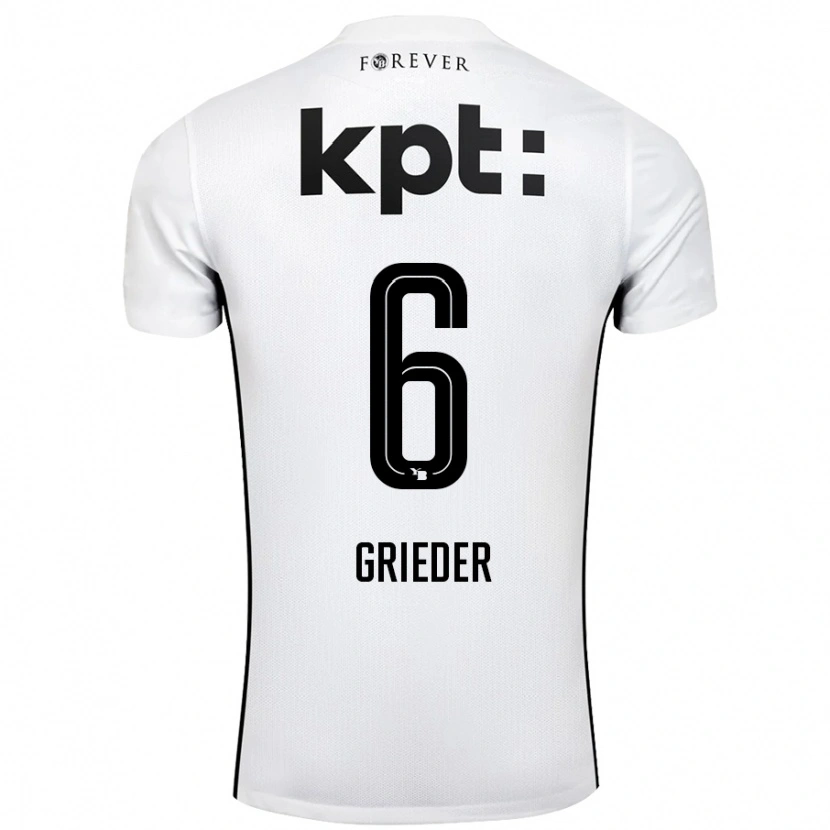 Danxen Donna Maglia Lionel Grieder #6 Bianco Nero Kit Gara Away 2024/25 Maglietta