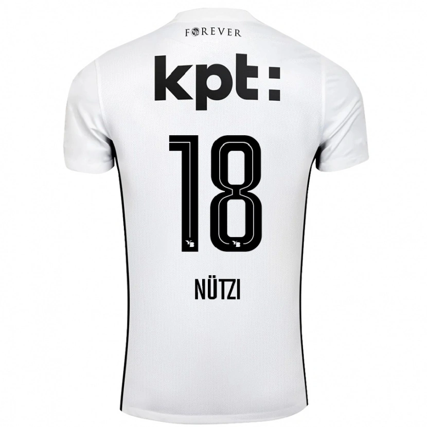 Danxen Donna Maglia Timon Nützi #18 Bianco Nero Kit Gara Away 2024/25 Maglietta
