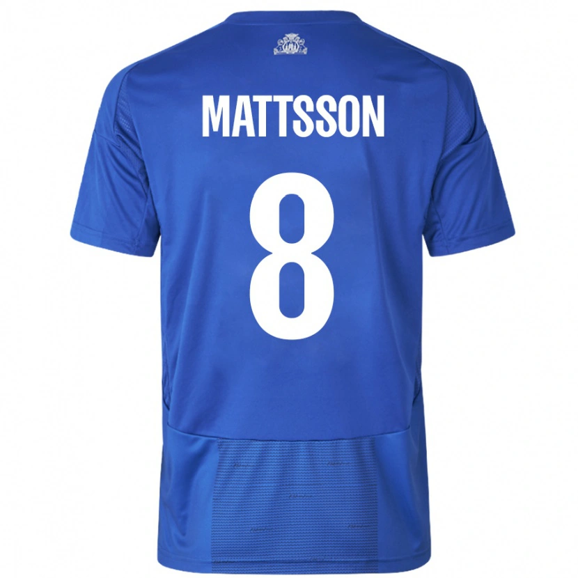 Danxen Donna Maglia Magnus Mattsson #8 Bianco Blu Kit Gara Away 2024/25 Maglietta
