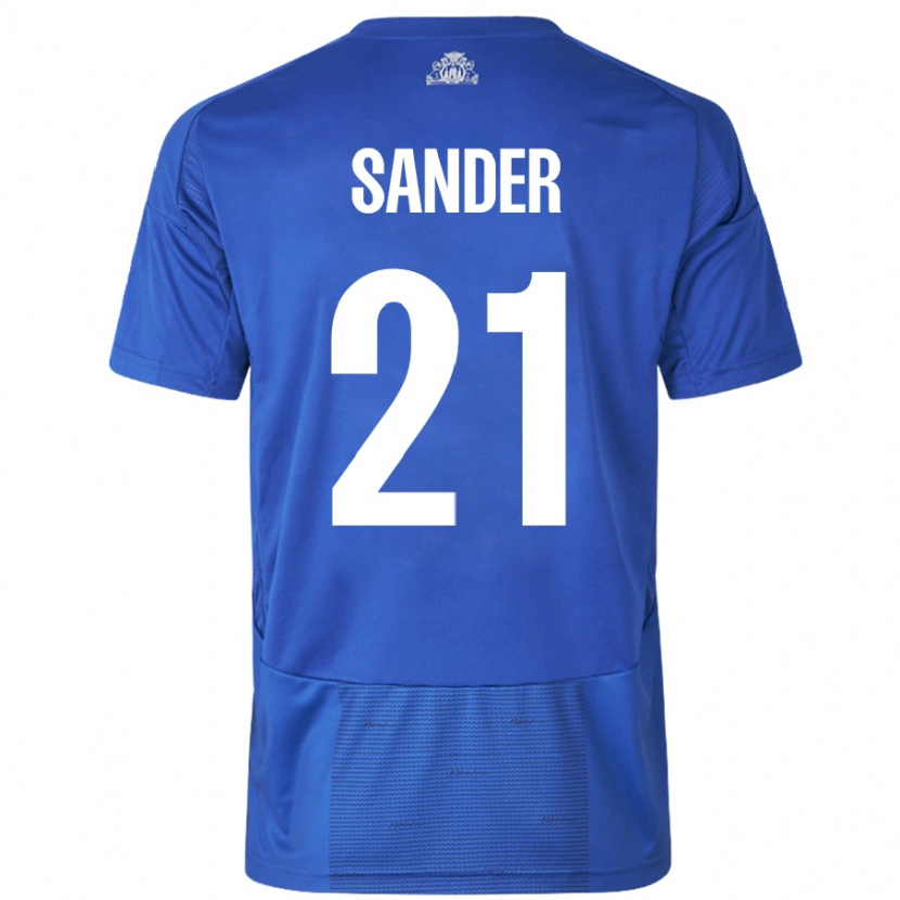 Danxen Donna Maglia Theo Sander #21 Bianco Blu Kit Gara Away 2024/25 Maglietta