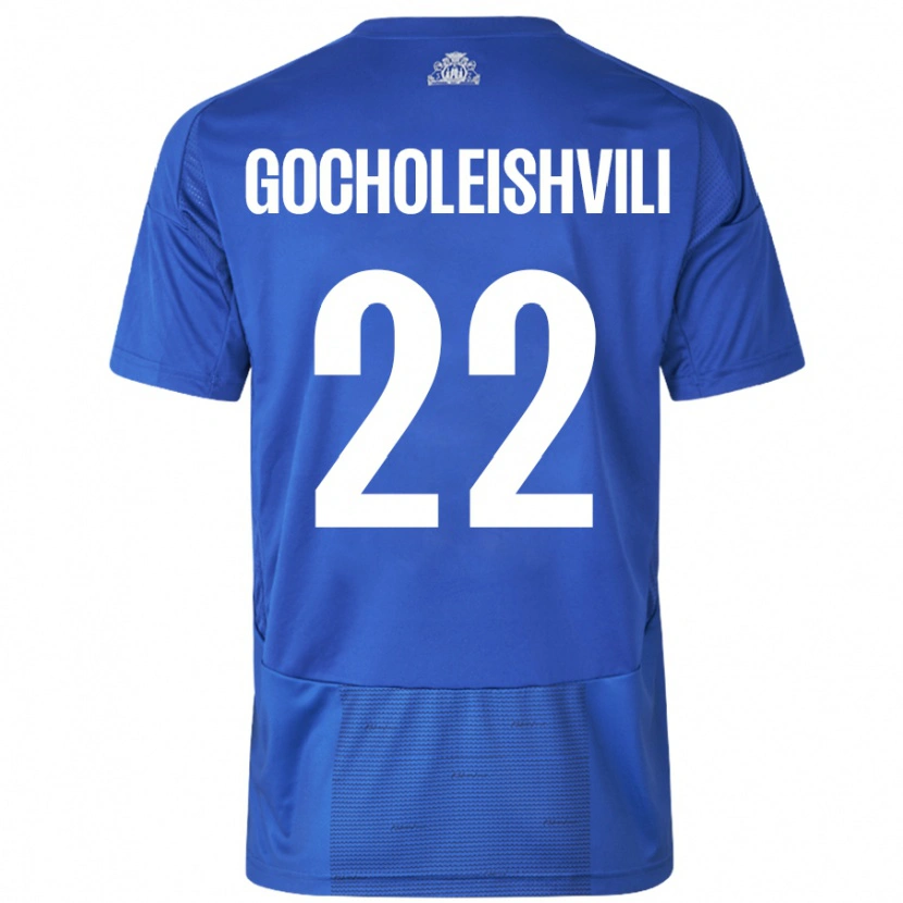 Danxen Donna Maglia Giorgi Gocholeishvili #22 Bianco Blu Kit Gara Away 2024/25 Maglietta