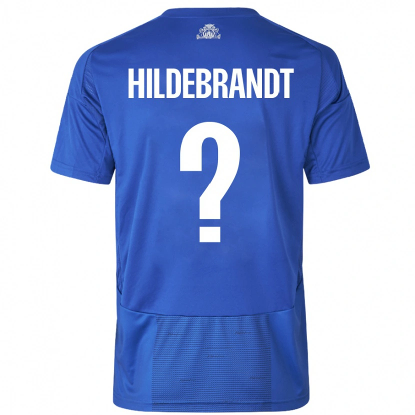 Danxen Donna Maglia Sylvester Hildebrandt #0 Bianco Blu Kit Gara Away 2024/25 Maglietta