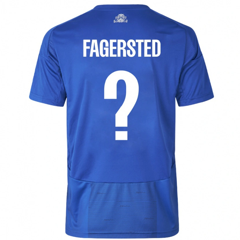 Danxen Donna Maglia Johan Fagersted #0 Bianco Blu Kit Gara Away 2024/25 Maglietta