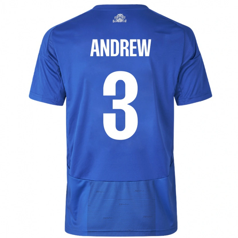 Danxen Donna Maglia Tristan Andrew #3 Bianco Blu Kit Gara Away 2024/25 Maglietta