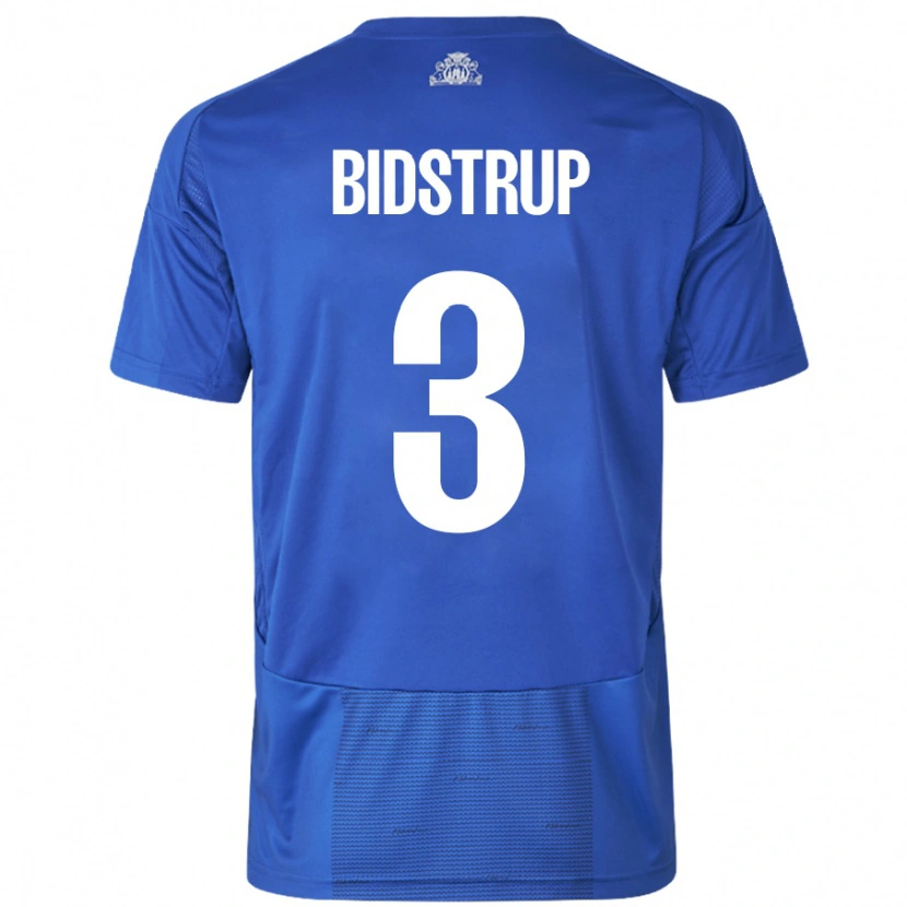 Danxen Donna Maglia Hjalte Bidstrup #3 Bianco Blu Kit Gara Away 2024/25 Maglietta