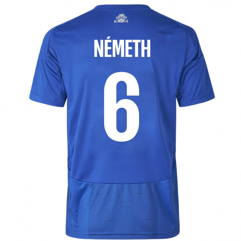 Danxen Donna Maglia Hunor Németh #6 Bianco Blu Kit Gara Away 2024/25 Maglietta