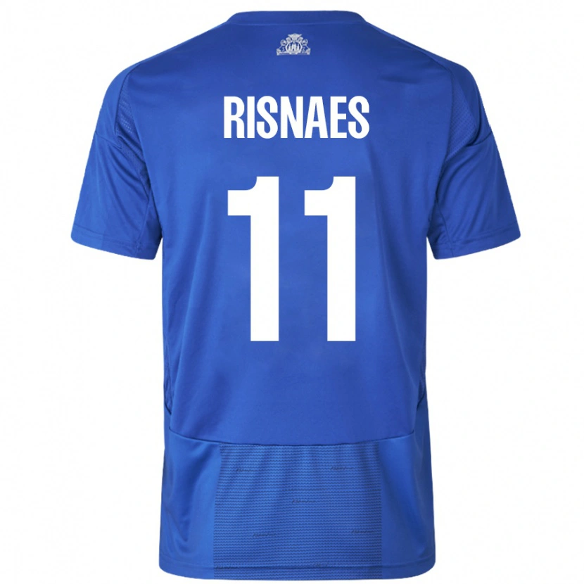 Danxen Donna Maglia Roberto Risnaes #11 Bianco Blu Kit Gara Away 2024/25 Maglietta