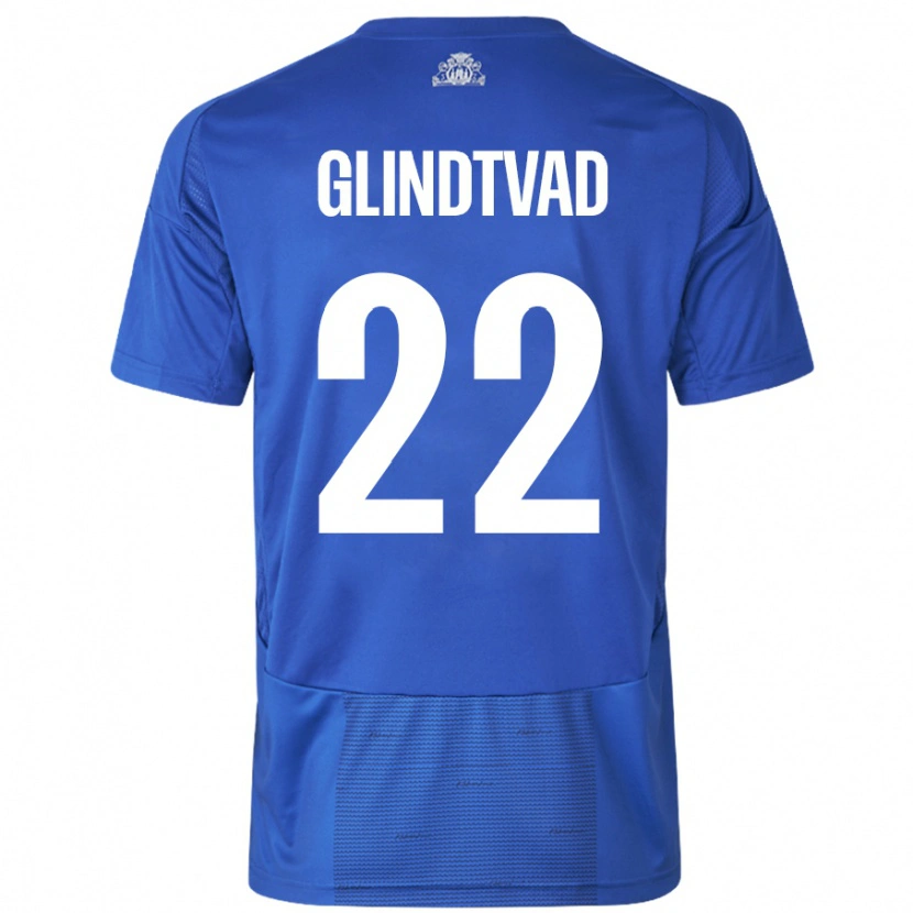 Danxen Donna Maglia William Glindtvad #22 Bianco Blu Kit Gara Away 2024/25 Maglietta