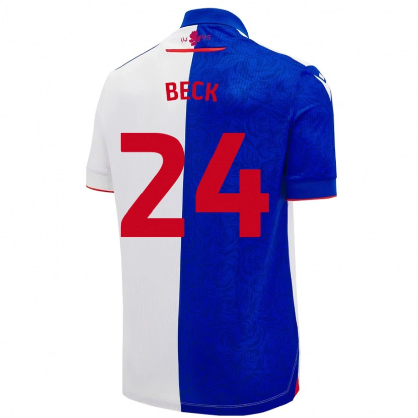 Danxen Bambino Maglia Owen Beck #24 Azzurro Bianco Kit Gara Home 2024/25 Maglietta