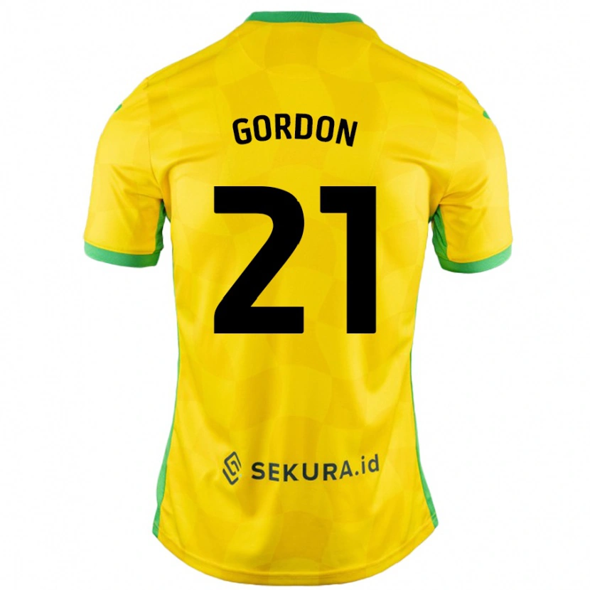 Danxen Bambino Maglia Kaide Gordon #21 Giallo Verde Kit Gara Home 2024/25 Maglietta