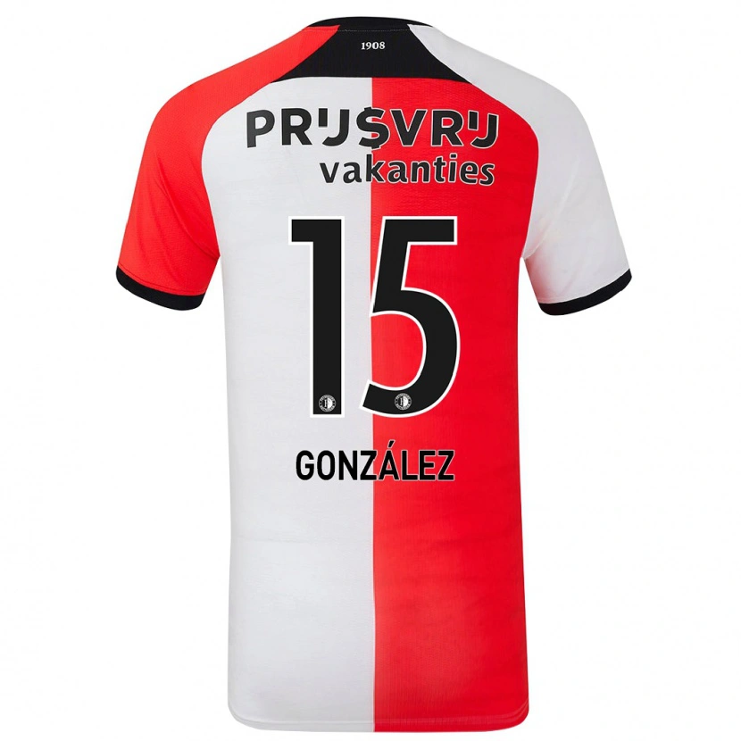 Danxen Bambino Maglia Facundo González #15 Rosso Bianco Kit Gara Home 2024/25 Maglietta