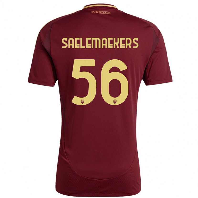 Danxen Bambino Maglia Alexis Saelemaekers #56 Rosso Marrone Oro Kit Gara Home 2024/25 Maglietta