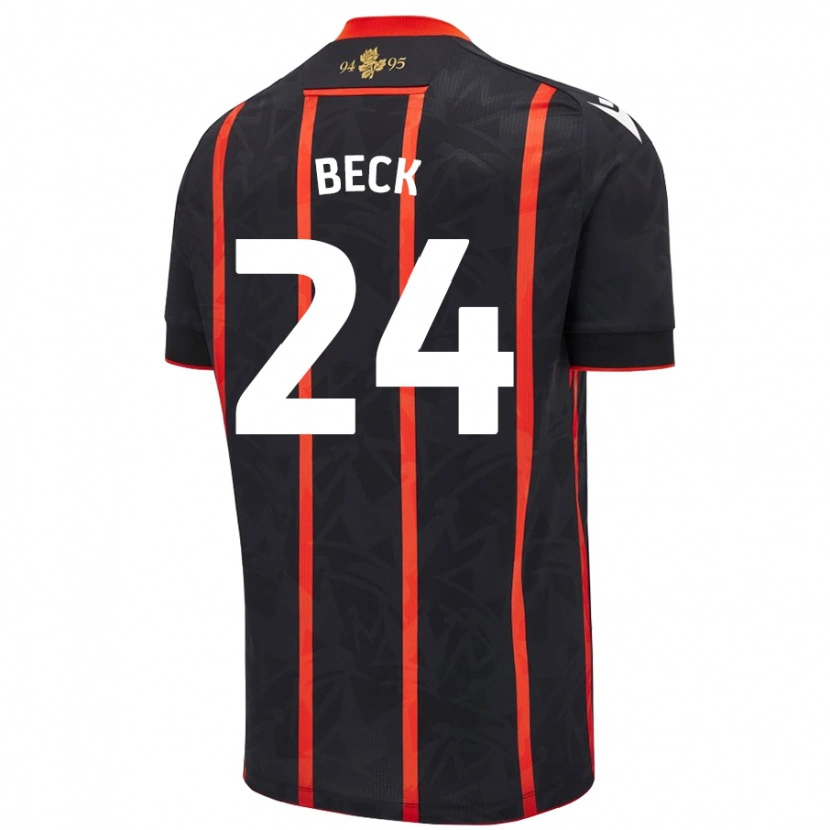 Danxen Bambino Maglia Owen Beck #24 Nero Rosso Kit Gara Away 2024/25 Maglietta