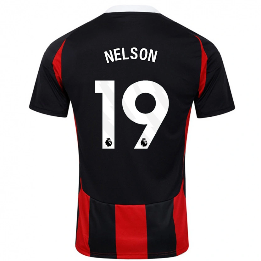 Danxen Bambino Maglia Reiss Nelson #19 Nero Rosso Kit Gara Away 2024/25 Maglietta