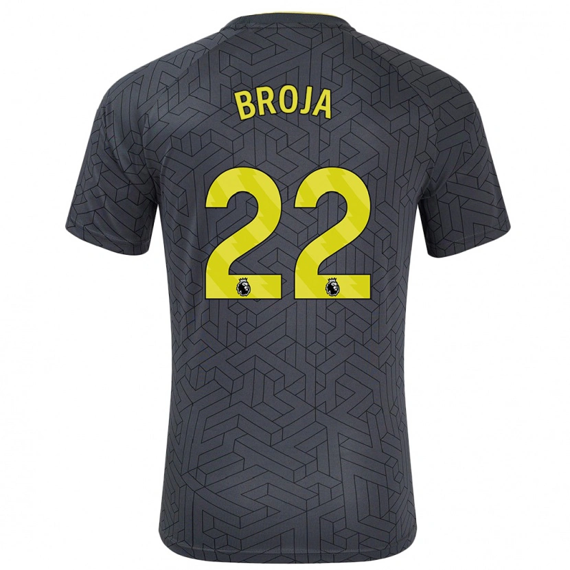 Danxen Bambino Maglia Armando Broja #22 Nero Giallo Kit Gara Away 2024/25 Maglietta