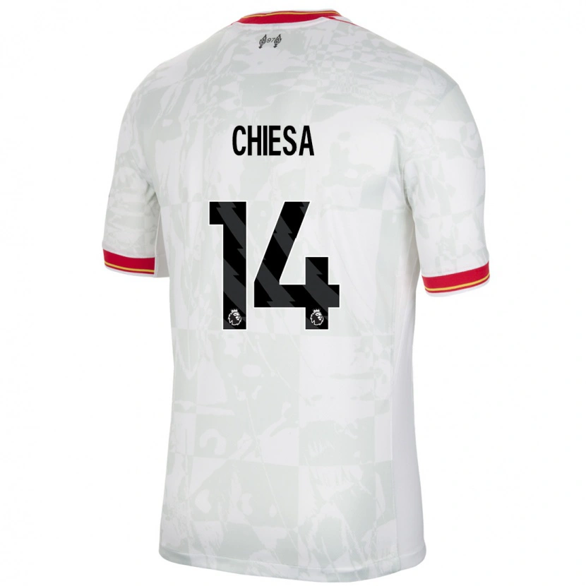 Danxen Bambino Maglia Federico Chiesa #14 Bianco Rosso Nero Kit Gara Third 2024/25 Maglietta