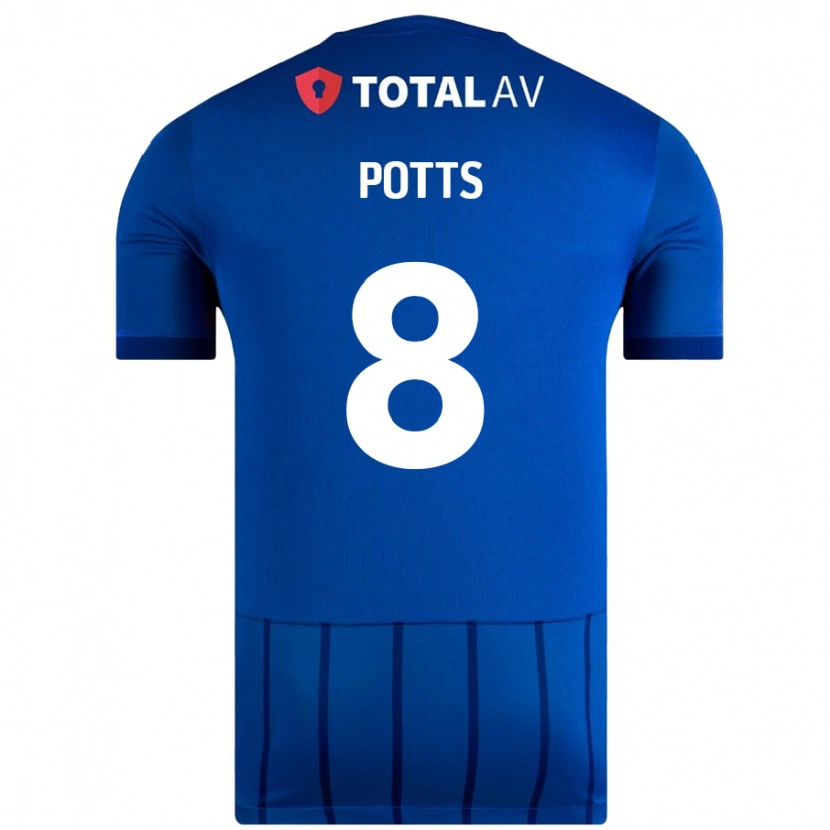 Danxen Bambino Maglia Freddie Potts #8 Blu Kit Gara Home 2024/25 Maglietta
