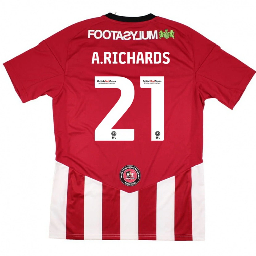 Danxen Bambino Maglia Amani Richards #21 Rosso Bianco Kit Gara Home 2024/25 Maglietta