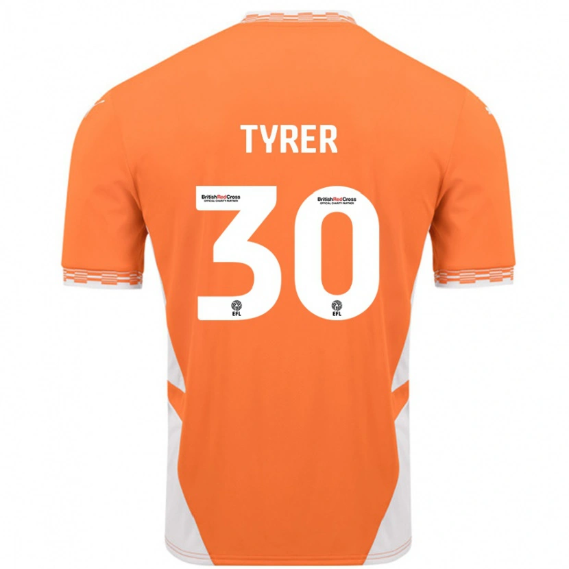 Danxen Bambino Maglia Harry Tyrer #30 Arancione Bianco Kit Gara Home 2024/25 Maglietta
