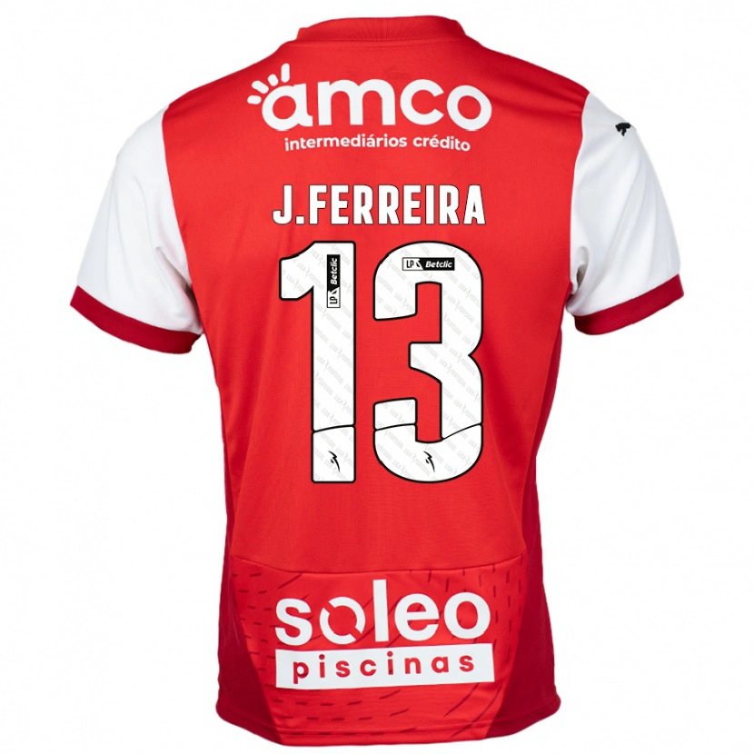 Danxen Bambino Maglia João Ferreira #13 Rosso Bianco Kit Gara Home 2024/25 Maglietta