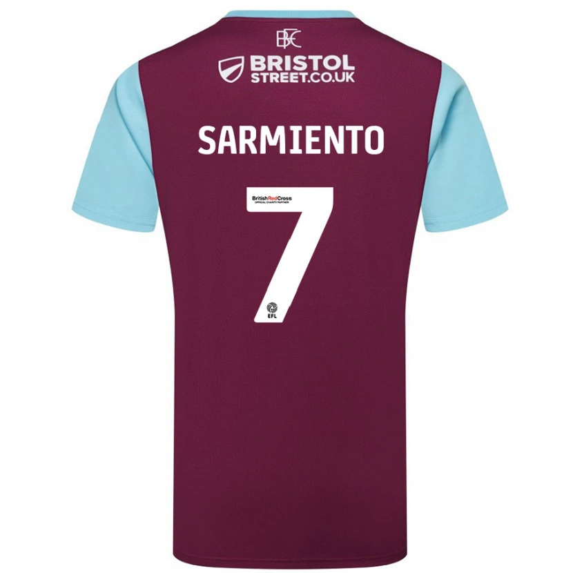 Danxen Bambino Maglia Jeremy Sarmiento #7 Borgogna Azzurro Kit Gara Home 2024/25 Maglietta