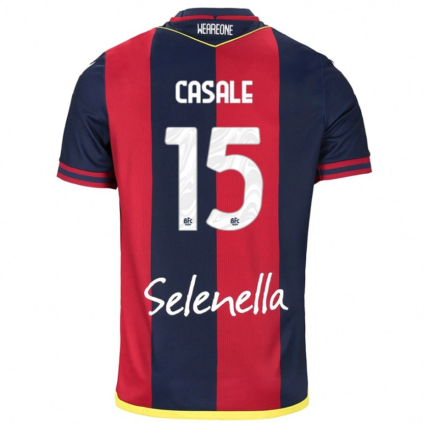Danxen Bambino Maglia Nicolò Casale #15 Rosso Blu Reale Kit Gara Home 2024/25 Maglietta