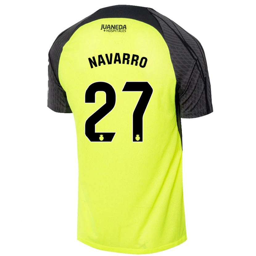 Danxen Bambino Maglia Robert Navarro #27 Verde Fluorescente Nero Kit Gara Away 2024/25 Maglietta
