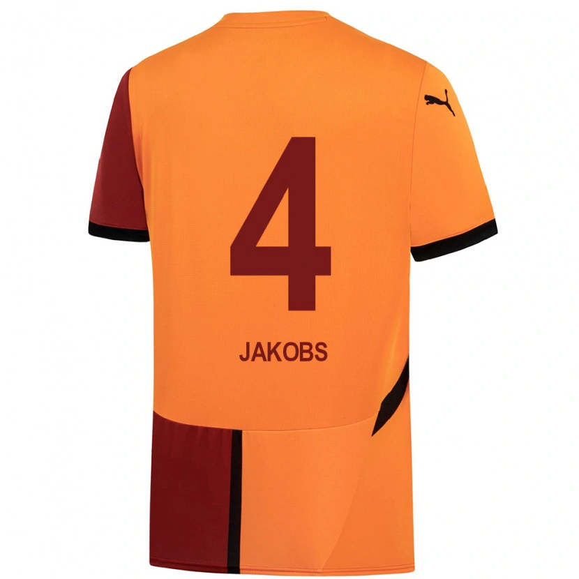 Danxen Bambino Maglia Ismail Jakobs #4 Giallo Rosso Kit Gara Home 2024/25 Maglietta