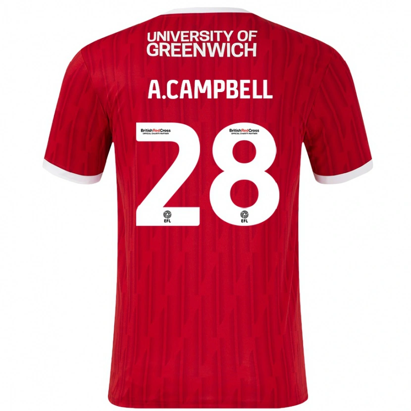 Danxen Bambino Maglia Allan Campbell #28 Rosso Bianco Kit Gara Home 2024/25 Maglietta