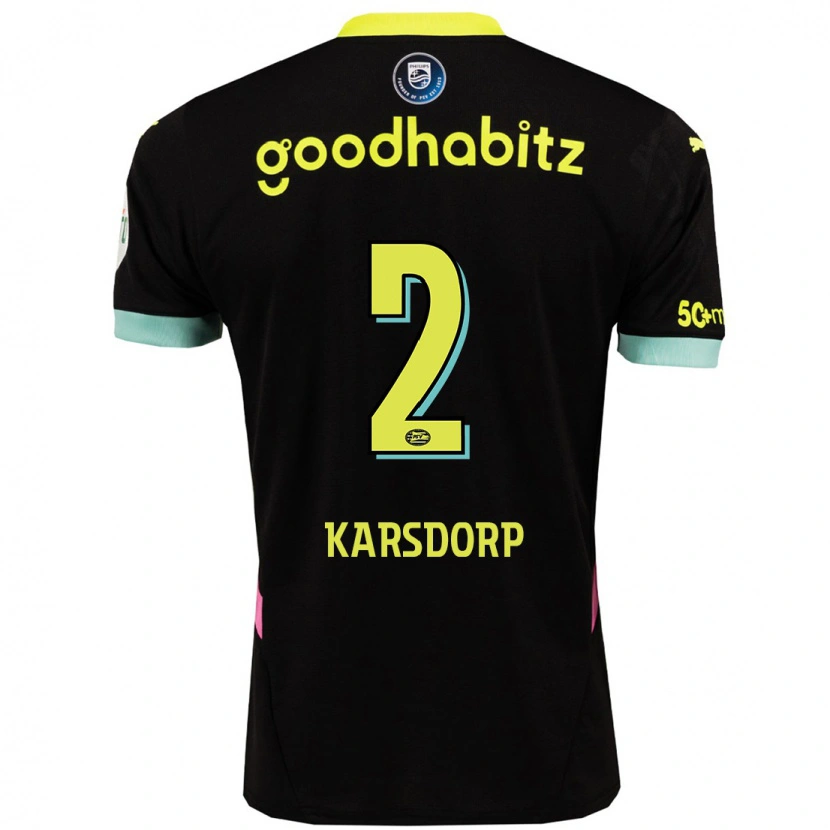 Danxen Bambino Maglia Rick Karsdorp #2 Nero Giallo Kit Gara Away 2024/25 Maglietta