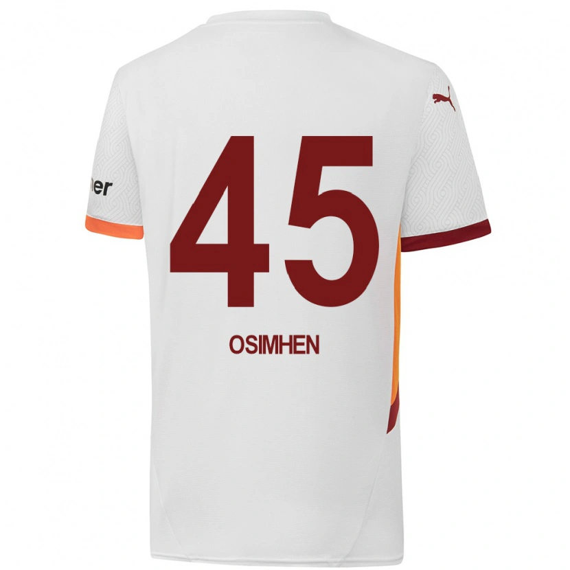 Danxen Bambino Maglia Victor Osimhen #45 Bianco Giallo Rosso Kit Gara Away 2024/25 Maglietta