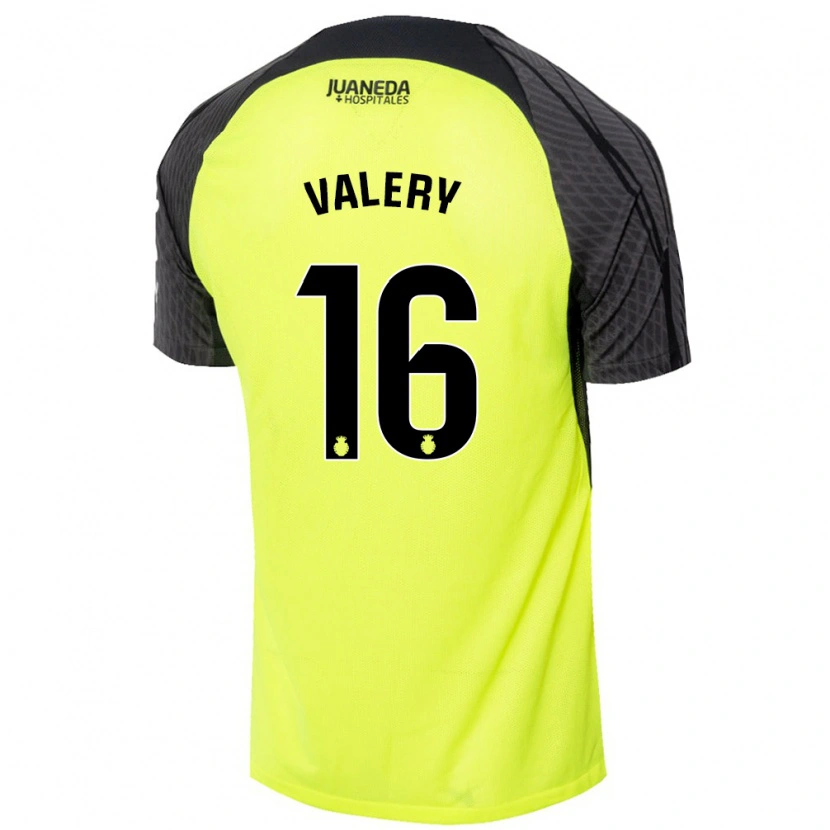 Danxen Bambino Maglia Valery Fernández #16 Verde Fluorescente Nero Kit Gara Away 2024/25 Maglietta