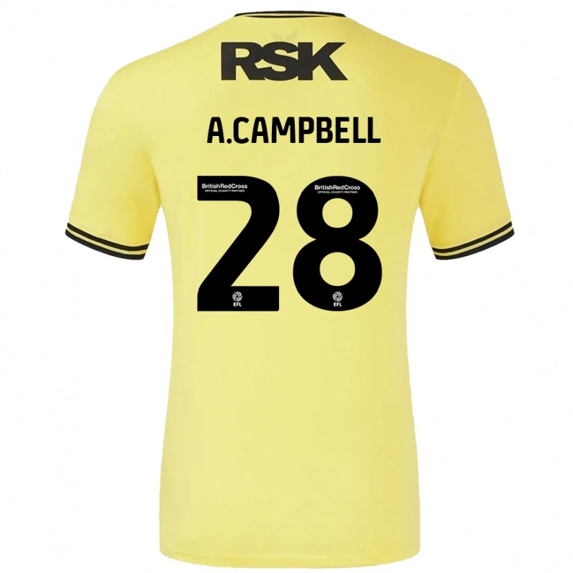 Danxen Bambino Maglia Allan Campbell #28 Giallo Nero Kit Gara Away 2024/25 Maglietta