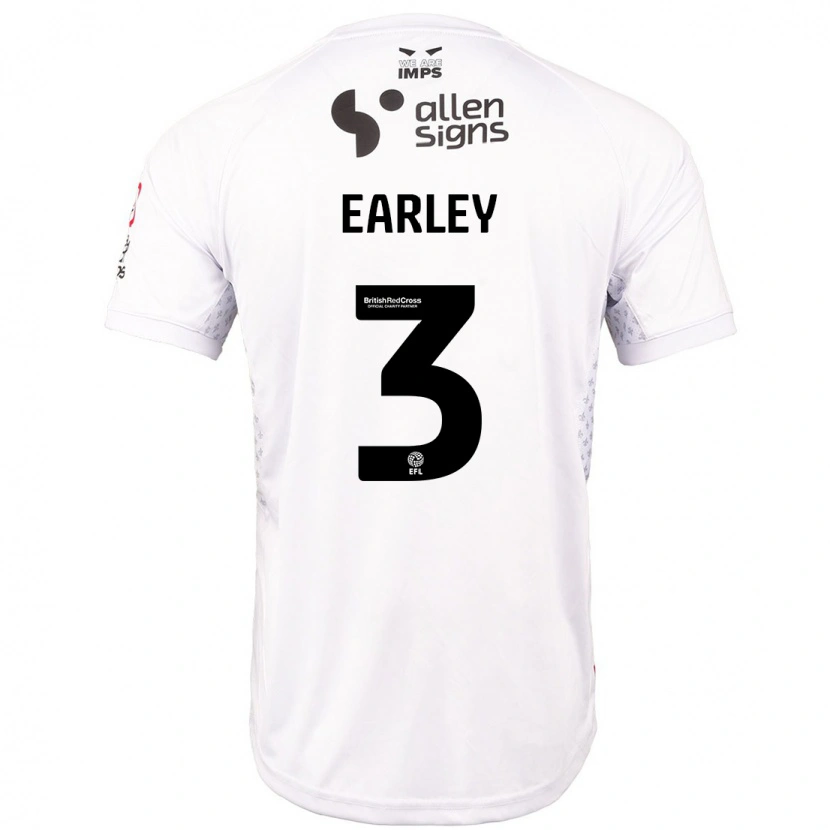 Danxen Bambino Maglia Saxon Earley #3 Rosso Bianco Kit Gara Away 2024/25 Maglietta