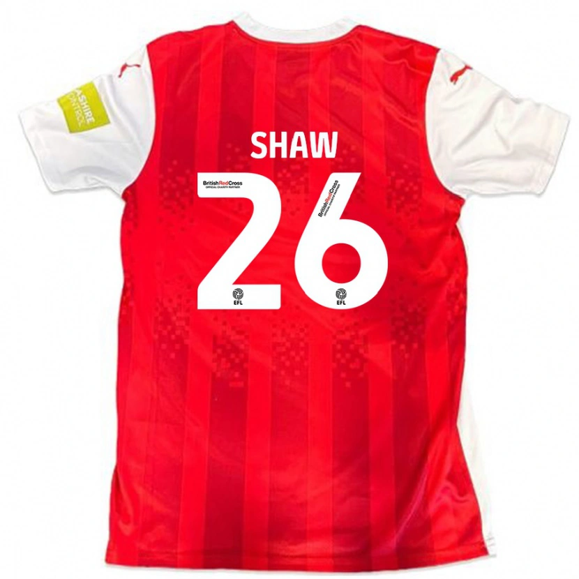 Danxen Bambino Maglia Liam Shaw #26 Rosso Bianco Kit Gara Home 2024/25 Maglietta