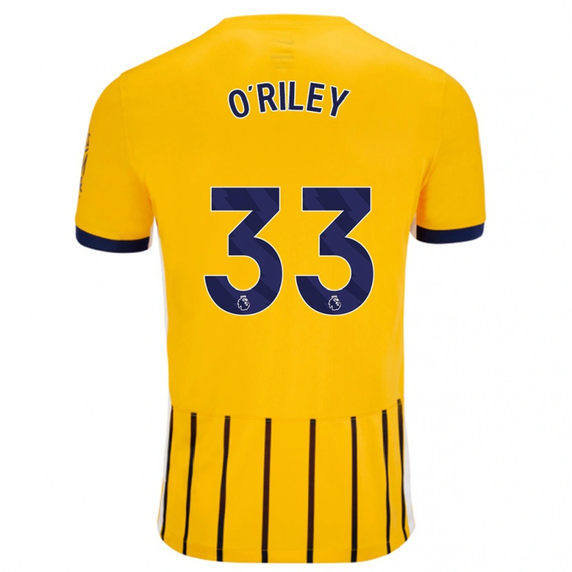 Danxen Bambino Maglia Matt O'riley #33 Oro Blu A Righe Sottili Kit Gara Away 2024/25 Maglietta