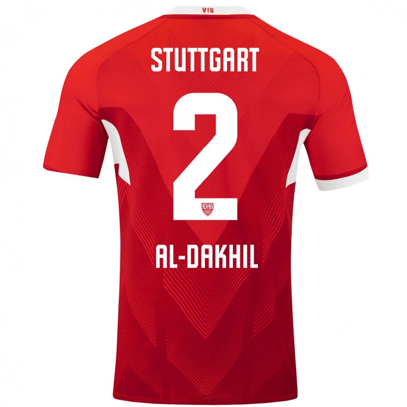 Danxen Bambino Maglia Ameen Al-Dakhil #2 Rosso Bianco Kit Gara Away 2024/25 Maglietta