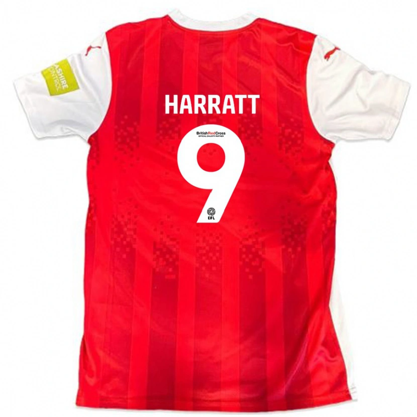 Danxen Bambino Maglia Kian Harratt #9 Rosso Bianco Kit Gara Home 2024/25 Maglietta