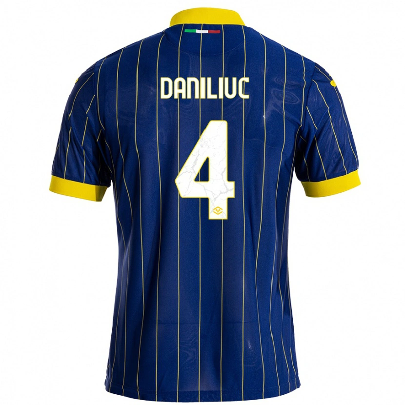 Danxen Bambino Maglia Flavius Daniliuc #4 Blu Giallo Kit Gara Home 2024/25 Maglietta