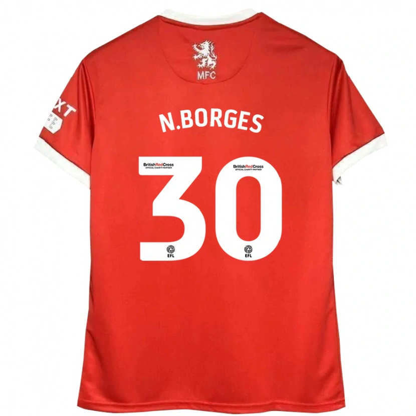 Danxen Bambino Maglia Neto Borges #30 Rosso Bianco Kit Gara Home 2024/25 Maglietta